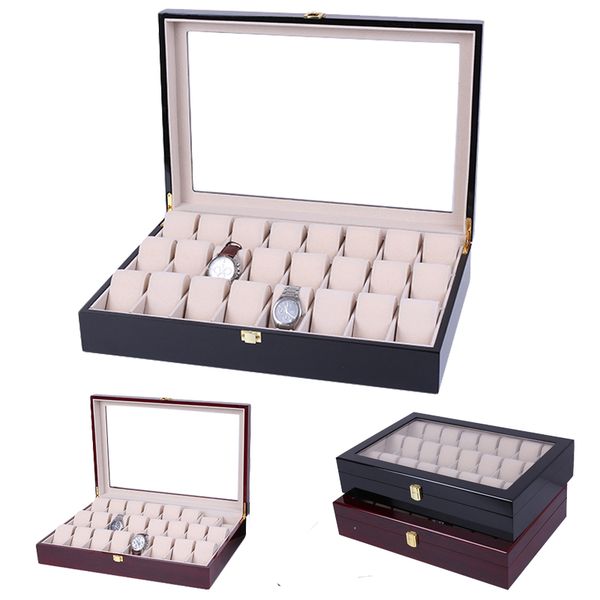 

2019 new 24 grids wooden watch case box casing for hours sheath for hours box watch