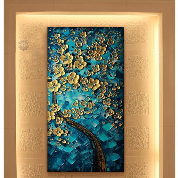 

modern fashion home or l decoration wall art oil painting on canvas gold flowers handmade oil painting