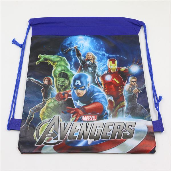 

blue advenger theme non-woven fabric drawstring bag child cartoon decorate party gift bags kids backpack boy girl favor bag 20pc