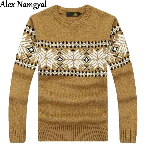 

alexnamgyal 2017 new men's sweater snow pattern knitwear autumn winter casual knitted sweater thick warm brand pullovers smt38, White;black