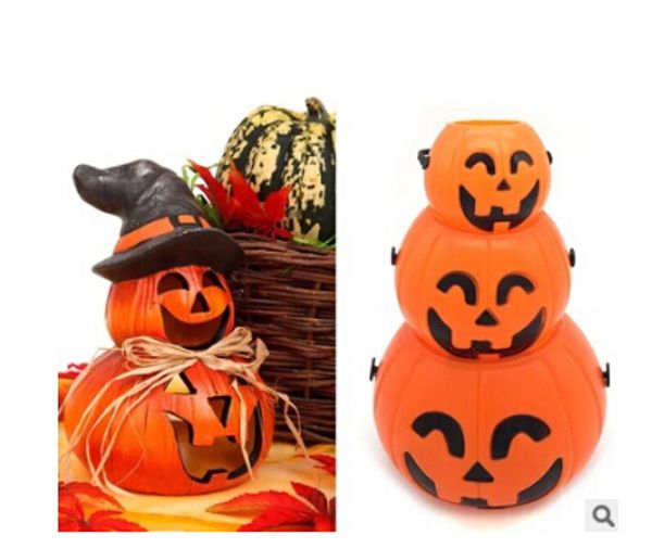 

хэллоуин портативный пластиковые тыквы ведро дети трюк или лечения мешок конфет с улыбкой лицо хэллоуин реквизит украшения