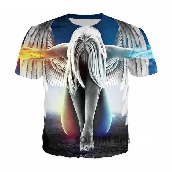 

Thinner Angel T Shirt Fashion Men T Shirt Funny Print Rebirth Angel Galaxy T Shirt Slim Summer New Life Tops Tee Size XXS-4XL