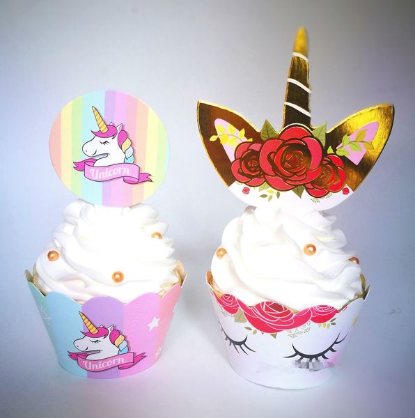 Hot Sale Toppers Cartoon Rainbow Unicorn Cupcake Cake Baking Cup Wrappers Wedding Birthday Party Cake Decorations Tools Canada 2019 From Echootime,