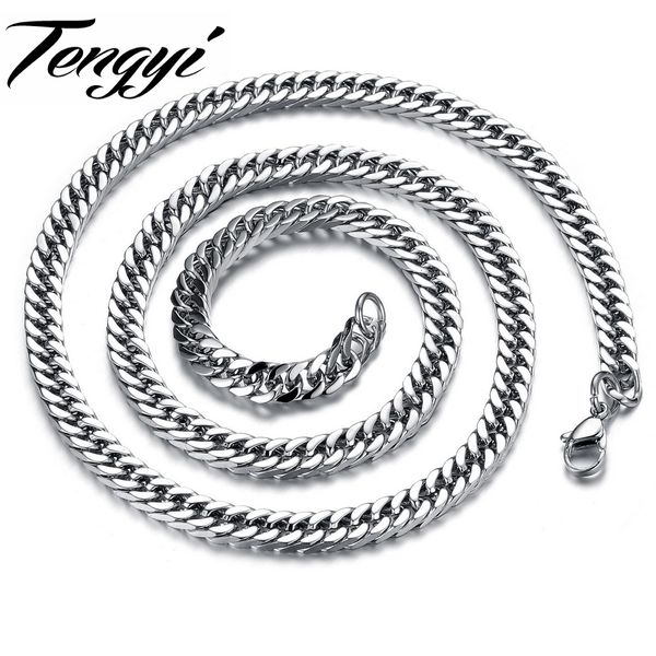 

whole salepunk pure 316l stainless steel long link chain necklace 3/6/8mm width 20/22inch length good quality 743, Silver