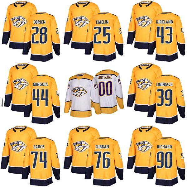 

New Season Nashville Predators Jersey 25 Alexei Emelin 28 Andrew O'Brien 36 Angelo Miceli 39 Anders Lindback Custom Hockey Jerseys
