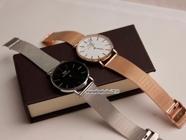 

2019 Top luxury Daniel women men Wellington's fashion d&w Lovers women steel mesh gold mens brand watches montre femme relojes Wristwatches