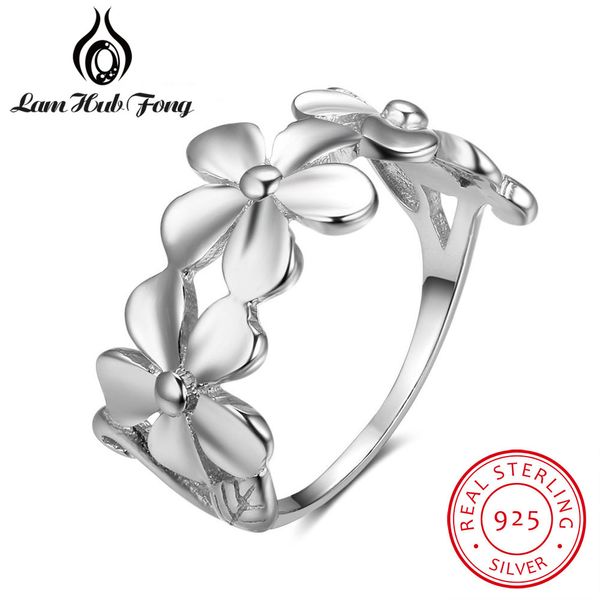 

100% 925 sterling silver flower rings for lovers women romantic daisy ring valentine's day rings trendy jewelry(lam hub fong, Golden;silver