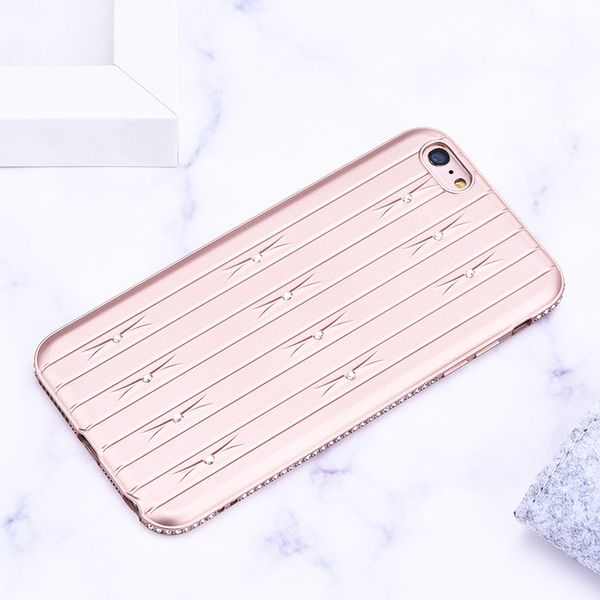 

female style for iphone x case rhinestone frame soft tpu case suitcase and leaf shped for iphone 8 plus case