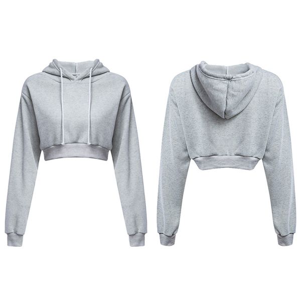 

slim women hoodies sweatshirts cotton solid crop hoodie long sleeve female jumper hooded pullover coat casual s-xl, Black