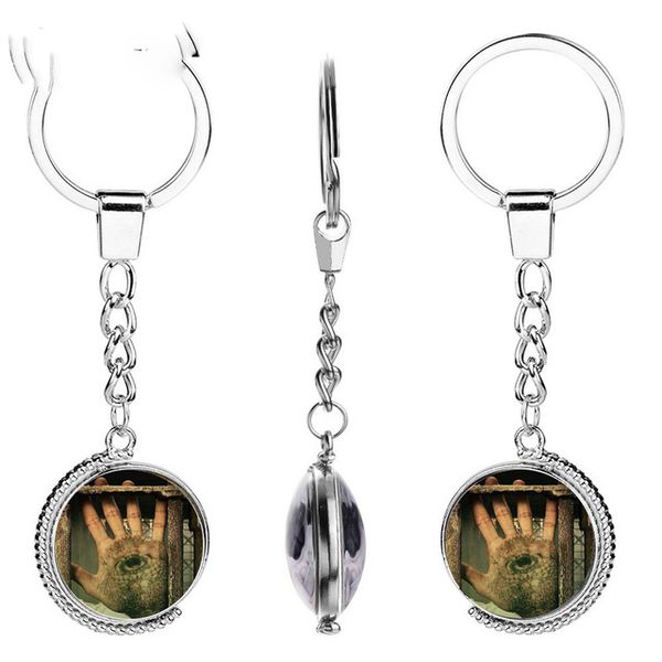 

popular film prison break usa tv show key chain art p double-sided glass dome rotation key ring cool boyfriend gifts, Slivery;golden