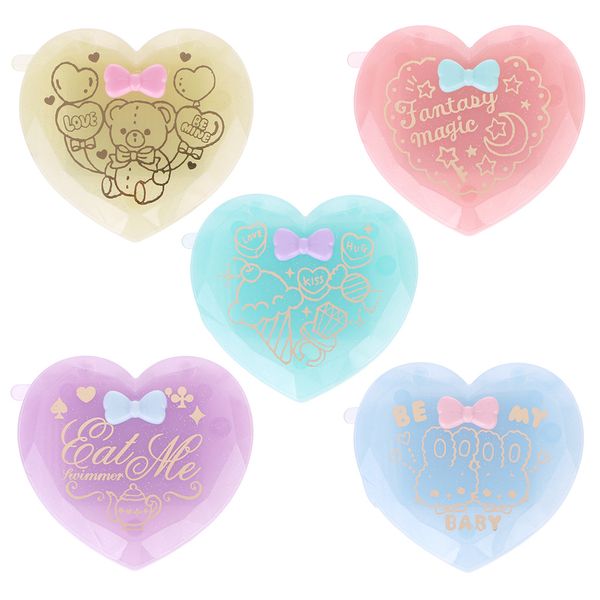 

folding hair brush with mirror compact pocket size travel comb heart shaped gift