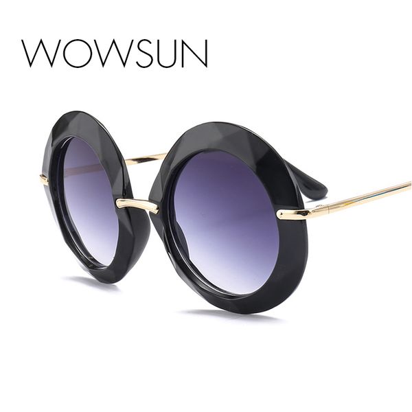 

wowsun 2018 new brand designer round sunglasses women men fashion alloy black red frame eyewear gradient lens oculos uv400 a354, White;black