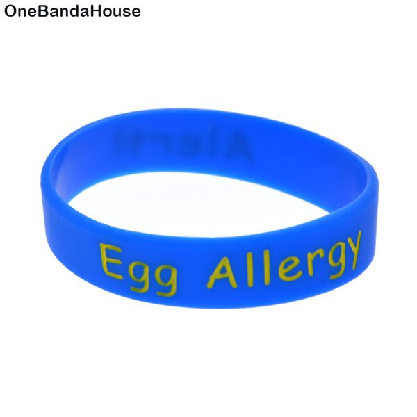 

100pcs alert egg allergy silicone rubber bracelet children size debossed and ink filled logo for emergency, Black