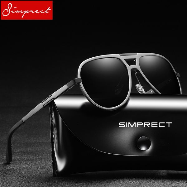 

simprect 2018 pilot polarized sunglasses men uv400 aluminium magnesium metal sun glasses vintage driving lunette, White;black