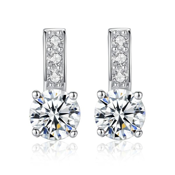 

trendy korean style 925 sterling silver earrings small size hearts& arrows cubic zirconia stud earrings silver jewelry, Golden;silver