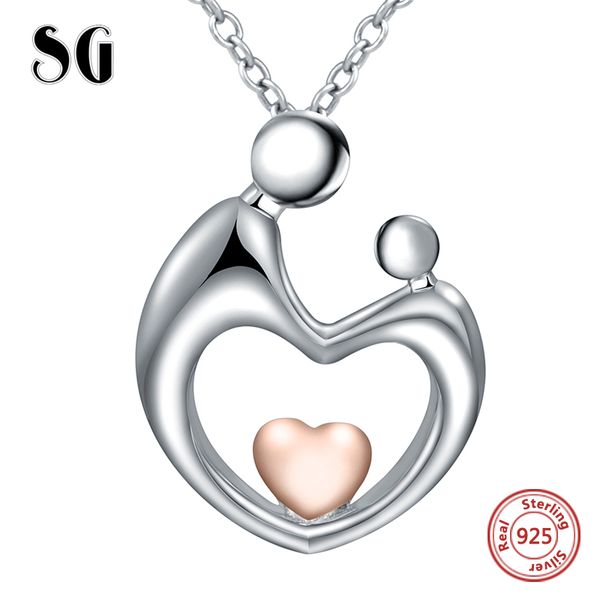 

aestheticism necklace 925 sterling silver chain fine jewelry gold silver colour family love necklaces & pendants for women gift