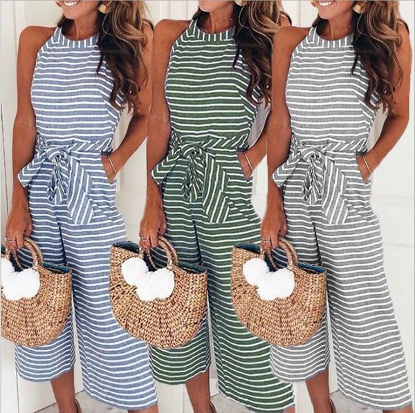 

women off shoulder jumpsuits jumpsuit romper bow sashes round neck horizontal striped women's jumpsuits rompers, Black;white