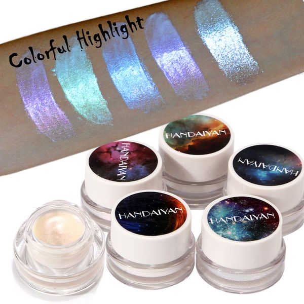 

handaiyan brand 5 colors shimmer highlighter face brighten cosmetics white blue color waterproof contour highlight makeup ing