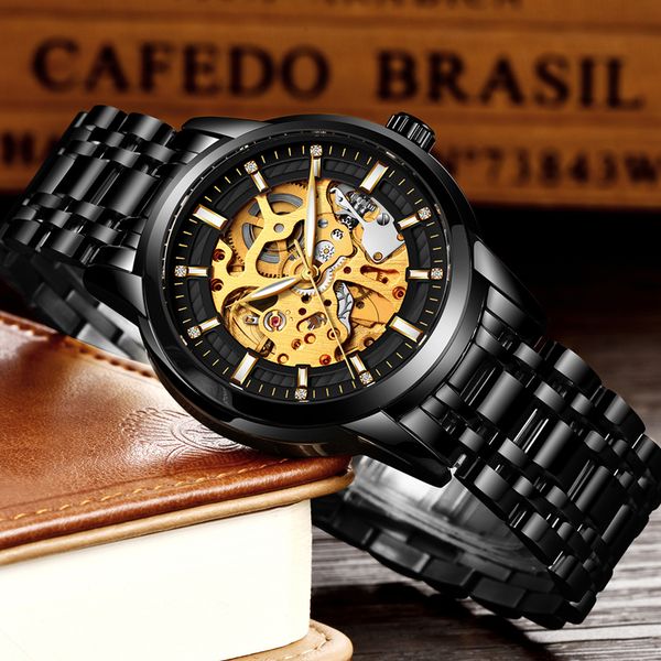 

lige new luxury watch brand mechanical men watches watches business casual clock suit waterproof man watch relogio +box, Slivery;brown