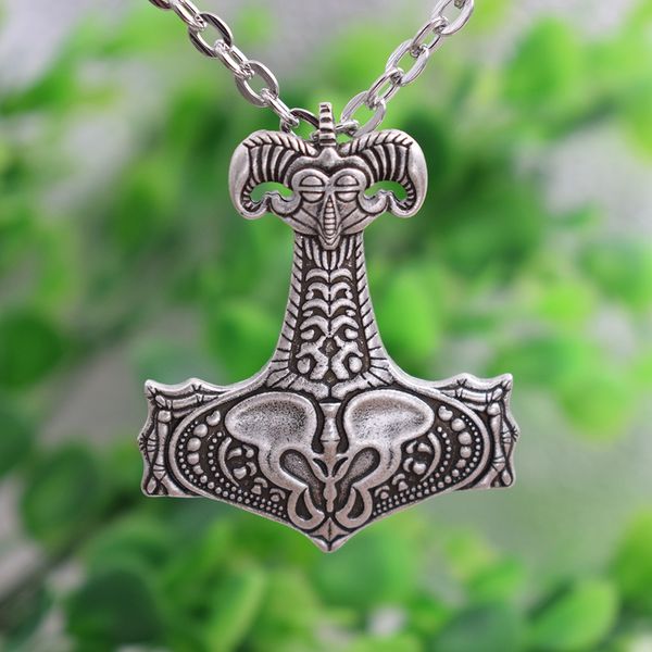 

1pcs new arrival men pendant antique silver plated thor hammer mjollnir viking pendant pagan jewelry sanlan