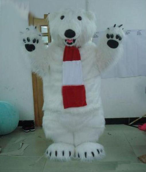 2018 Alta qualidade quente Urso polar Urso Caráter Trajes Da Mascote do Dia Das Bruxas Traje Dos Desenhos Animados Outfit Fancy Dress Suit Adulto Tamanho.