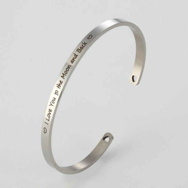 

inspirational bracelet classic jewelry lettering i love you to the moon and back stainless steel bangle jewelry gift bracelet, Black