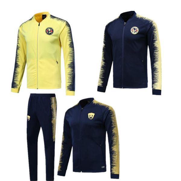 

2018 2019 Mexico Liga MX America long sleeve soccer jackets kit zipper GUERRON CALDERON CASTILLO Cougar UNAM Football jackets tracksuit set