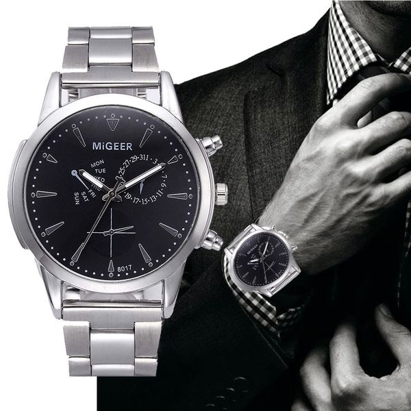 

fashion men crystal stainless steel analog quartz wrist watch bracelet mens watches automatic mechanical clock w4, Slivery;brown