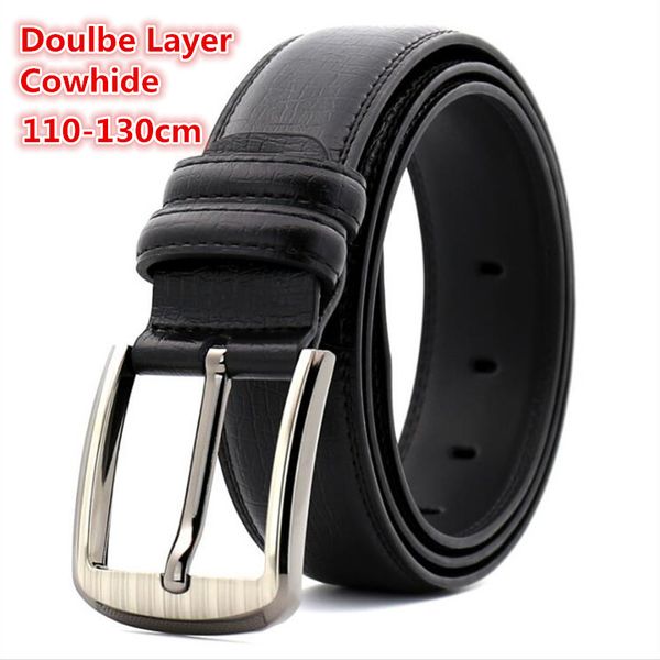 

110-130cm fashion cowhide genuine leather belts for men strap male pin buckle fancy casual cowboy all match jeans belt ly524ly02, Black;brown
