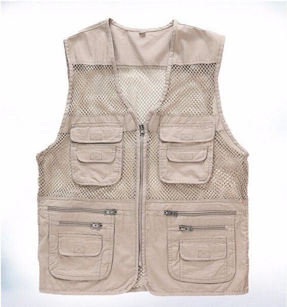 

polyester male autumn vest casual loose plus size black men vest with many pockets vest v-neck, Black;white