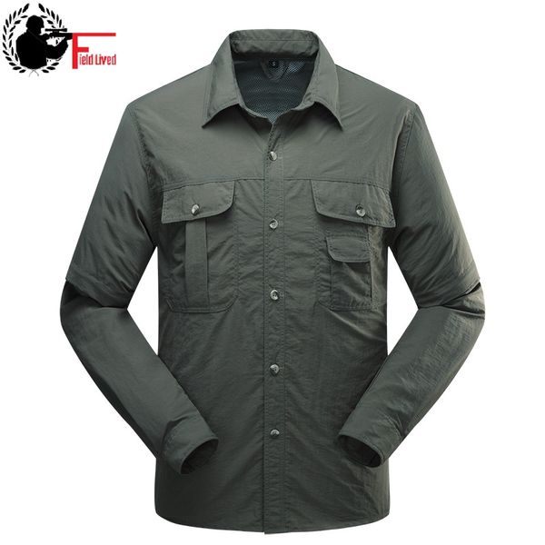 

style mens shirts tactical shirt summer quick drying sleeves detachable army clothing male shirts breathable work wear, White;black