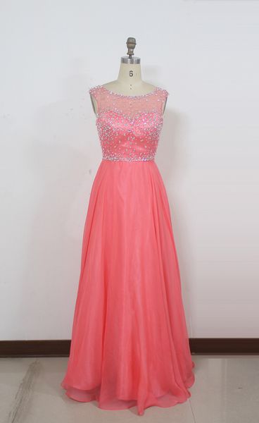 

beaded long tulle evening dresses 2019 scoop neck floor length prom gowns new backless party dresses elegant, Black;red
