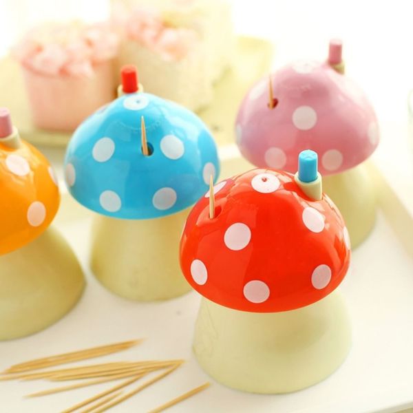 

1pcs toothpick bottle holders automatic toothpicks storage box lovely cute fashion cartoon mushroom shape