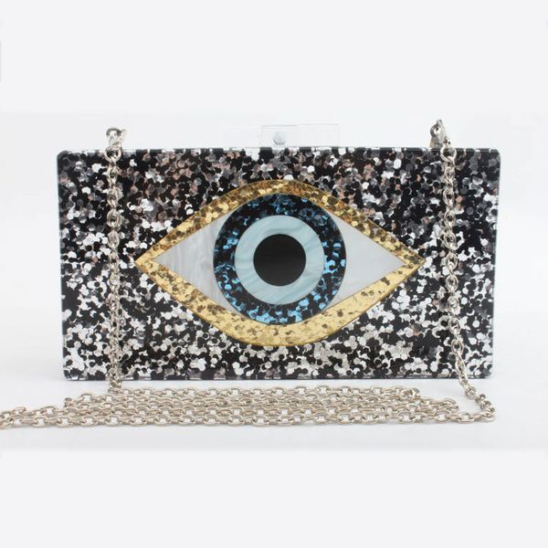 

evening bag new messenger acrylic women fashion 2021 geometric mosaic wallet brand bags handbag sequins eyes casual shoulder bag axsbi, Red;black