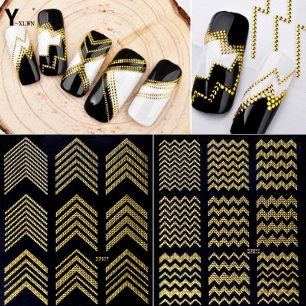 

y-xlwn new nail sticker strap rubber 3d gold metal sticker nail applique diy stereo, Black
