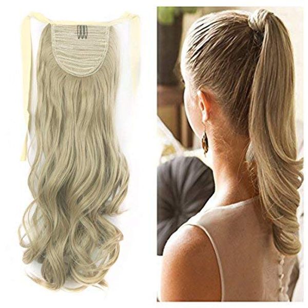 Brasilianisches Remy-Echthaar, Pferdeschwanz, Haarteile zum Binden, Clip-in-Haarverlängerungen, Farbe Bleichblond, Aschblond, Silber, 100 g