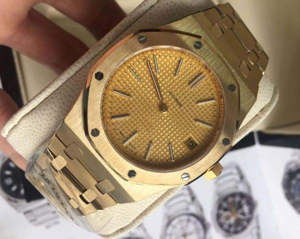

2018 n8 factory version 18 k gold 39mm golden dial japan vk quartz movement mans watches, Slivery;brown
