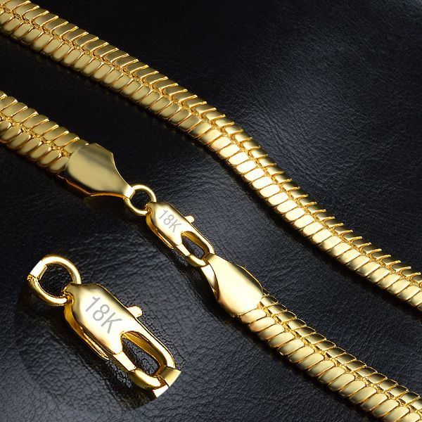 

mens necklace snake chain stamped 18k gold filled necklace choker punk hip hop chin mens jewelry casual retro accessories 20 inches, Silver