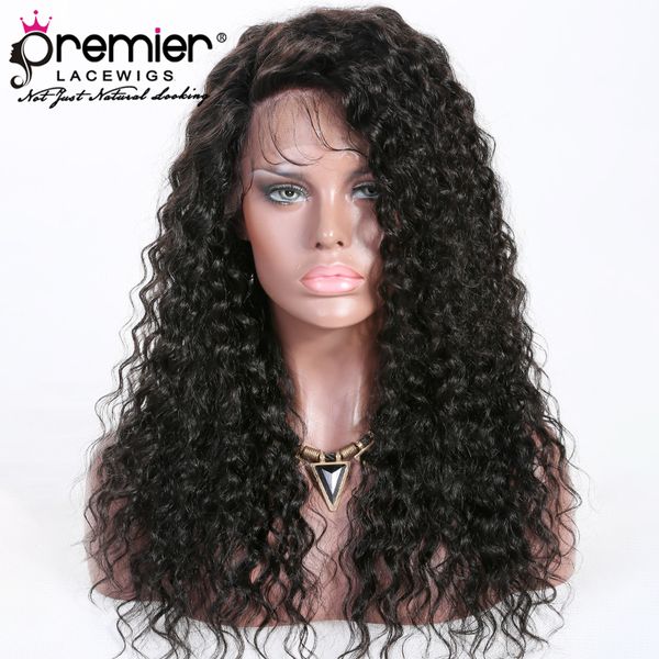 

premier 8a affodable lace wigs glueless lace front wigs with natural hairline pre-plucked indian remy hair 150% density curly wigs, Black;brown