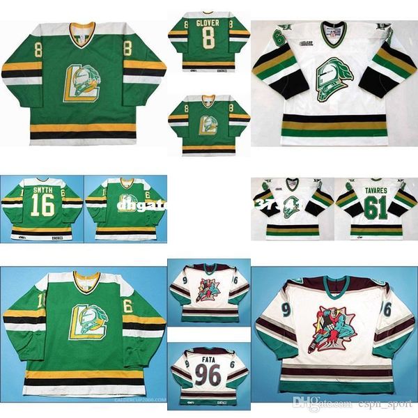 

custom mens womens kids customize ohl london knights jersey 8 jason glover 61 john tavares 96 fata hockey jerseys goalit cut jerseys, Black;red