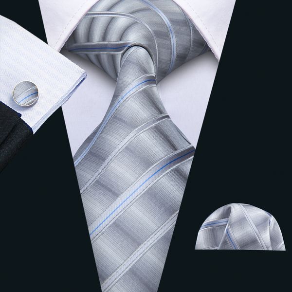 

innovative grey and colored gradients mens tie hankerchief cufflinks set silk business casual party necktie jacquard woven n-5038, Black;blue