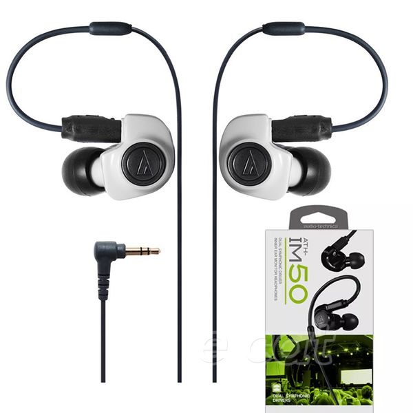 

проводной refubished аудио-technica в городе ath-im50 двойной в-ухо монитор наушники для iphone samsung смарт-телефонов с розничной упаковке