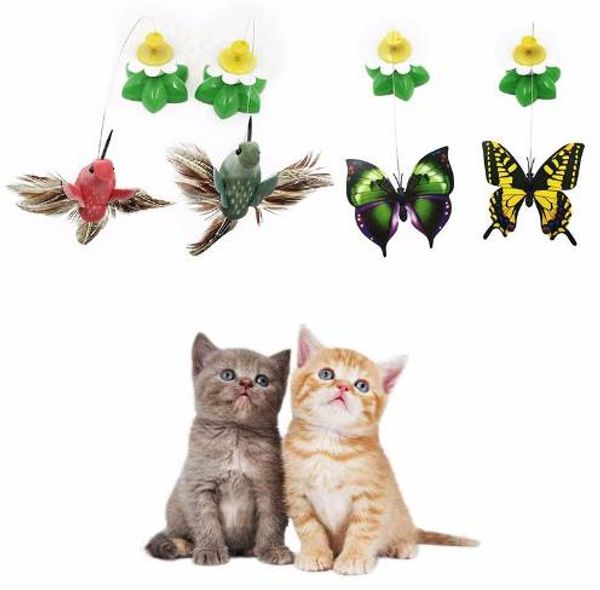 Acheter électrique Rotating Coloré Papillon Drôle Chien Chat Jouets Oiseau Pet Siège Scratch Jouet Pour Chat Chaton Chien Chats Intelligence Formation