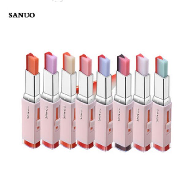 

sanuo brand makeup stereoscopic dichroic v type lipstick gradual change moisture lipstick student moisture lip care