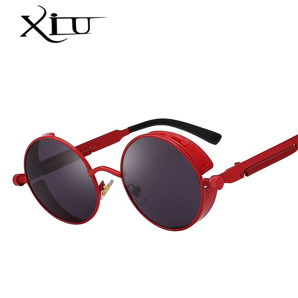 

xiu gothic steampunk mens sunglasses vintage metal men sunglasses women round sun glasses retro eyewear uv400, White;black