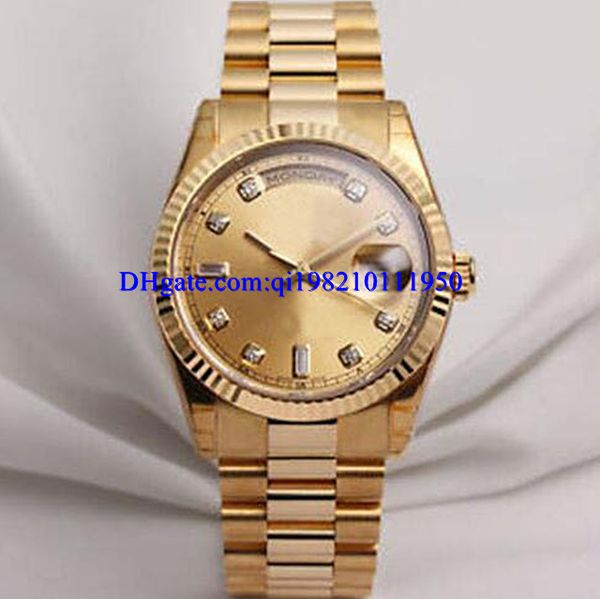 

christmas gift luxury wristwatches 36mm president 118238 dat date 18k gold asia 2813 movement mechanical automatic mens watc, Slivery;brown