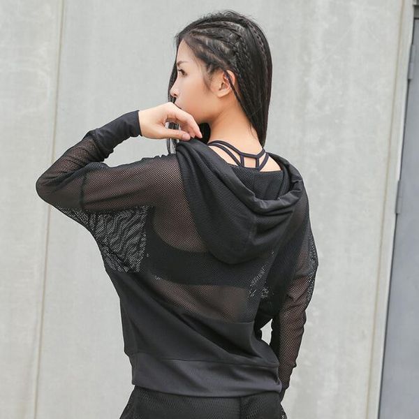 

women hoodies hollow mesh sweatshirt fitness jackets coats sportswear, White;red