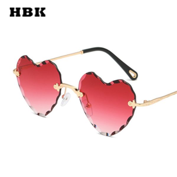 

hbk heart rimless modis sunglasses oculos vintage women brand designer 2019 trending sun glasses festival gift, White;black