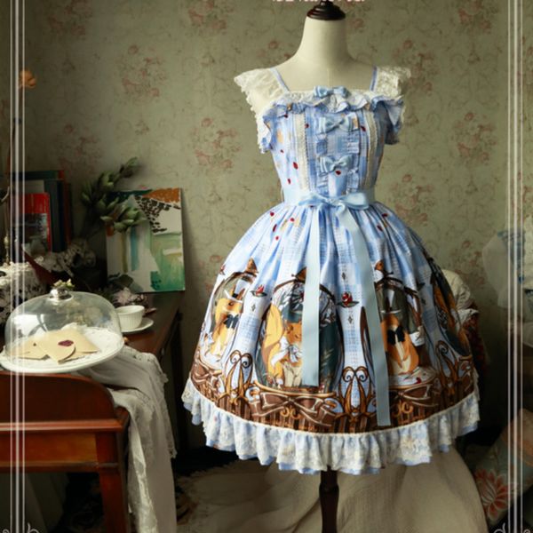 

sweet squirrels' leisure time printed lolita jsk dress by magic party, Black;red