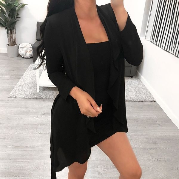 

fashio casual wide-waisted trench coats spring women full sleeve solid european coats open stitch autum women, Tan;black